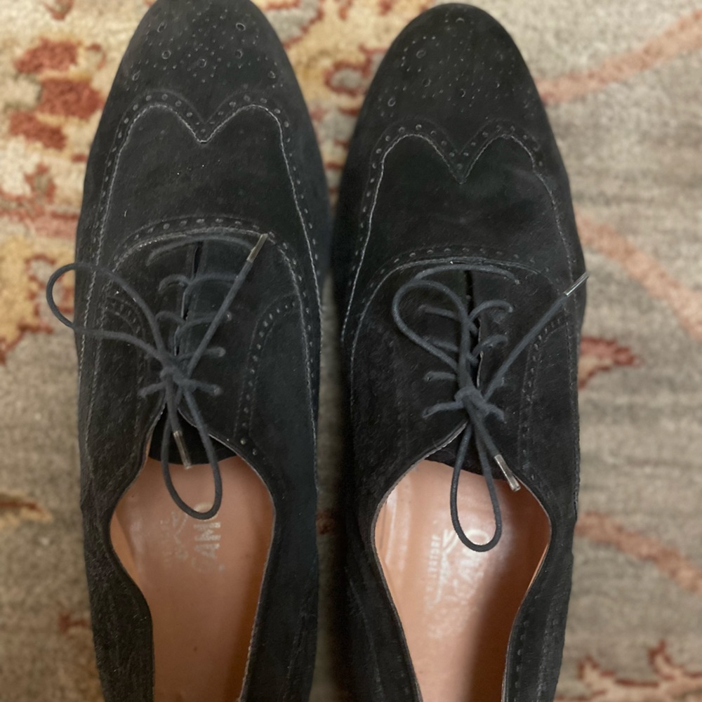 Vintage Black Suede Salvatore Ferragamo Oxfords, size 13
